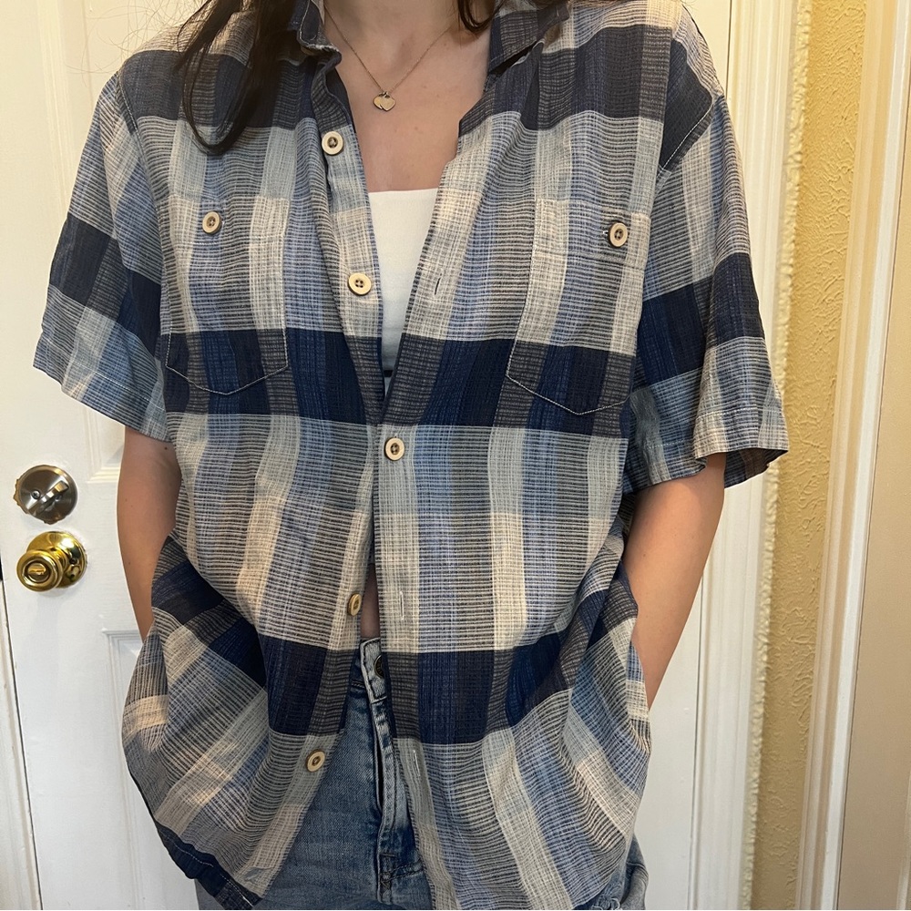 plaid blue button down - Picture 4 of 4